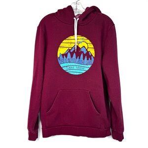 Lake Tahoe Maroon Graphic Hoodie Women’s Size Large Pullover Sweatshirt